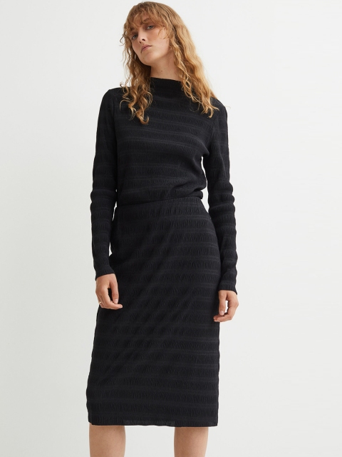 

H&M Women Black Self Design Pencil Skirt