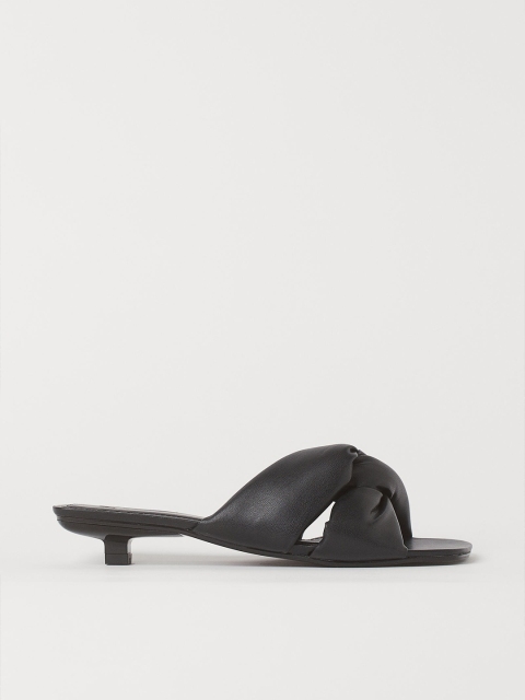 

H&M Black Solid Padded Kitten Peep Toes