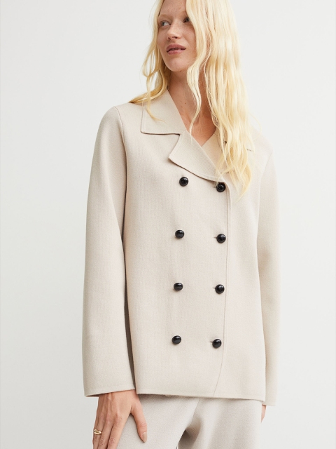 

H&M Women Beige Double-breasted Cardigan