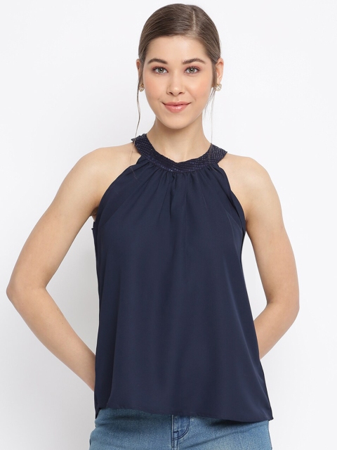 

Mayra Navy Blue Crepe Top