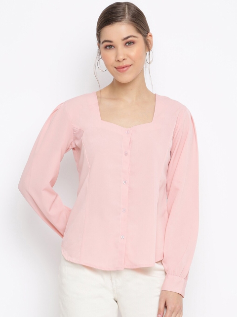 

Mayra Women Pink Crepe Shirt Style Top