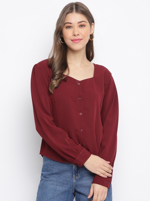 

Mayra Women Maroon Crepe Top