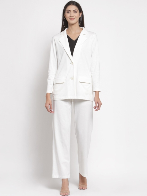 

YOONOY Women White Coat with Trousers