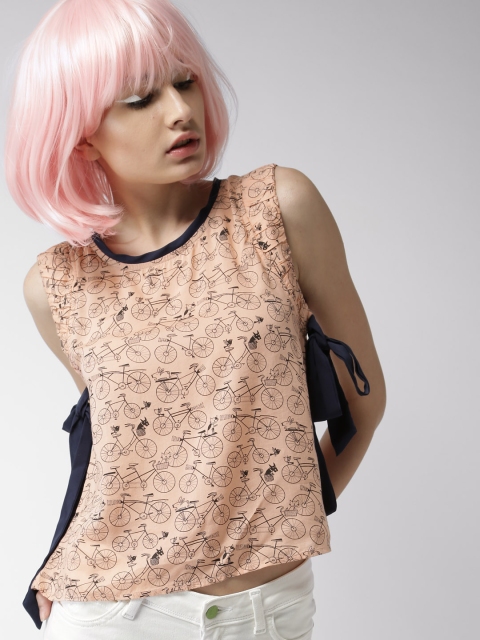 

Encrypt Peach-Coloured Printed Top