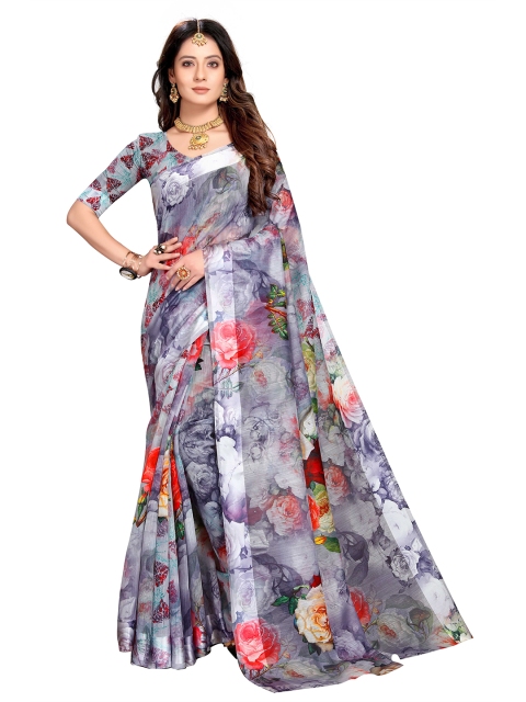 

VENISA Purple & Red Floral Bagh Saree