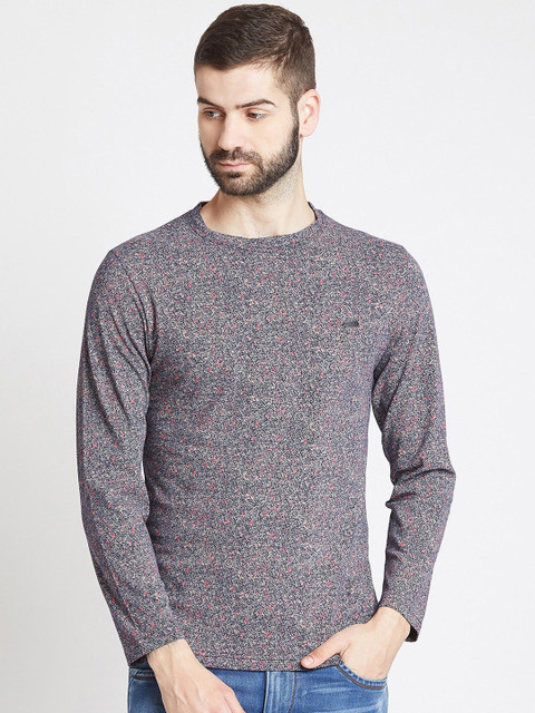 

Okane Men Navy Blue Printed T-shirt