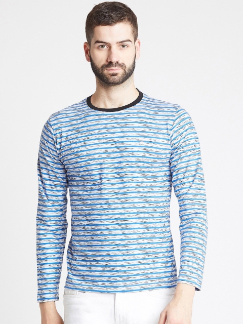 

Okane Men Blue Striped T-shirt