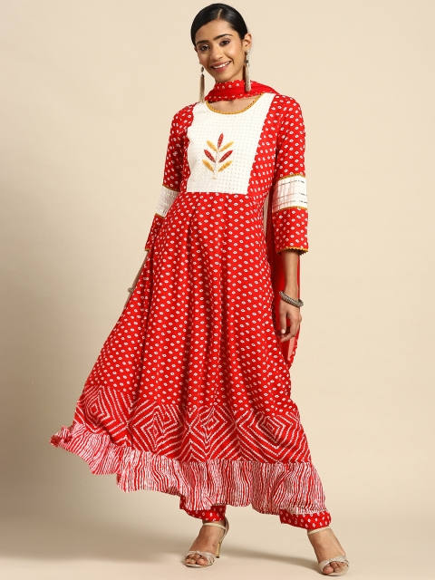 

Prakhya Women Red Yoke Design Kurta with Palazzos & With Dupatta