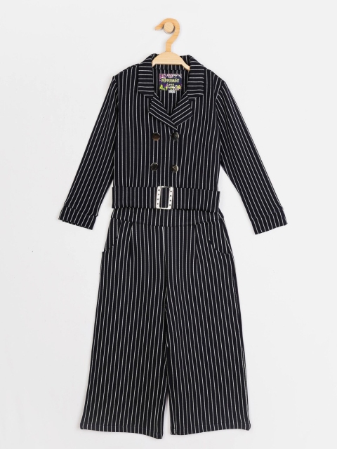 

Peppermint Girls Navy Blue Striped Coat with Trousers
