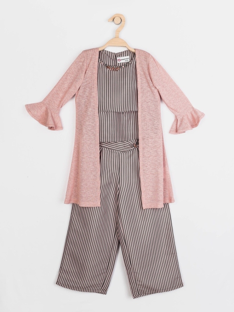 

Peppermint Girls Grey & Pink Striped Top with Trousers