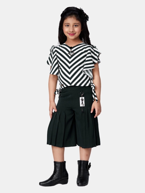 

Peppermint Girls White & Black Striped Top with Culottes