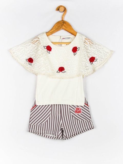 

Peppermint Girls Off-White & Black Top with Shorts