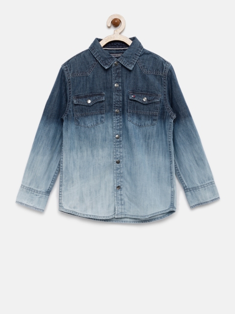 

Tommy Hilfiger Boys Blue Faded Denim Casual Shirt