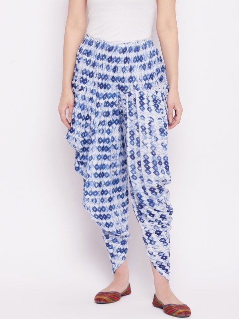 

Castle Lifestyle Navy Blue & White Geometric Printed Dhotis