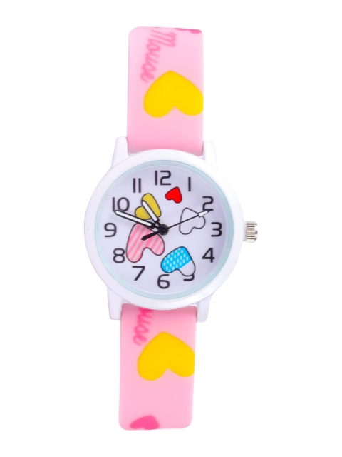 

Spiky Unisex Kids Pink & White Printed Straps Analogue Watch Multi_heart_Pnk
