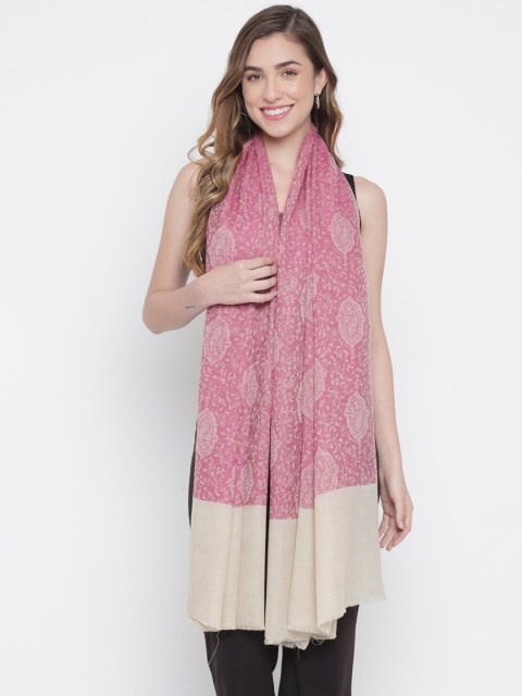 

Pashtush Women Pink & Cream-Coloured Woven-Design Shawl