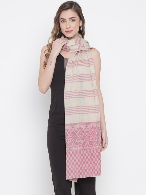 

Pashtush Women Pink & White Printed Woolen Shawl