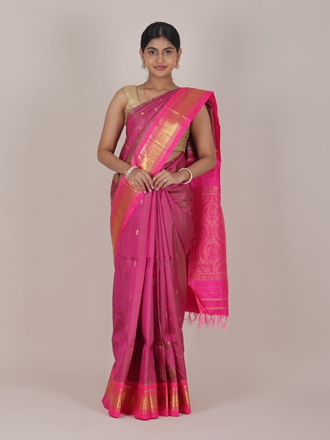 

Pothys Magenta Floral Woven Design Zari Pure Silk Saree