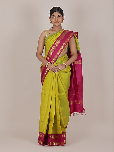 

Pothys Green & Magenta Woven Design Zari Pure Silk Saree
