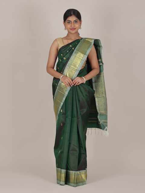 

Pothys Green & Golden Ethnic Motifs Zari Pure Silk Kanjeevaram Saree