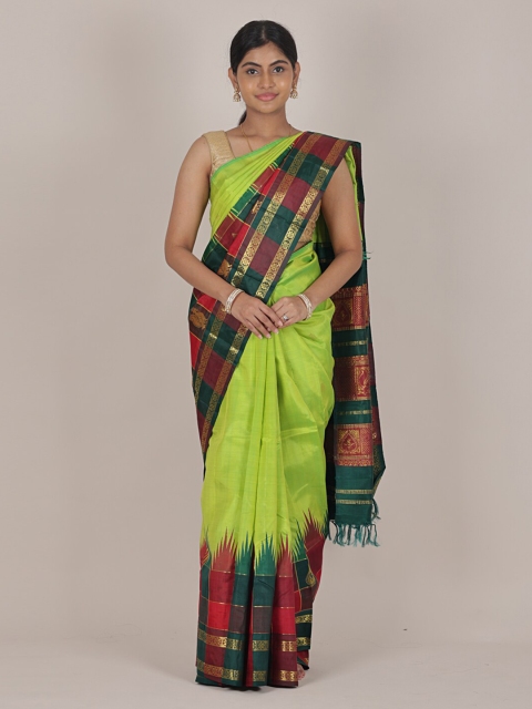 

Pothys Green & Red Woven Design Zari Pure Kanchipuram Silk Saree