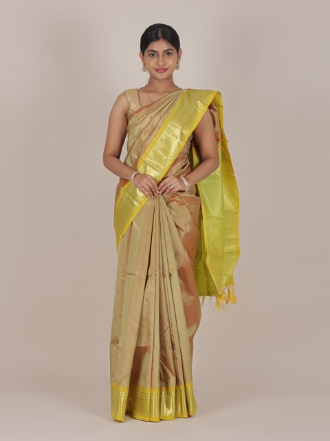 

Pothys Gold-Toned & Green Woven Design Zari Pure Silk Saree