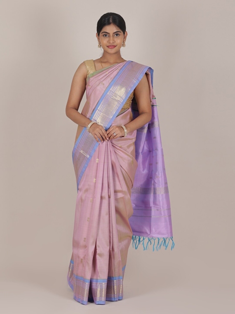 

Pothys Lavender & Golden Ethnic Motifs Zari Pure Silk Kanjeevaram Saree