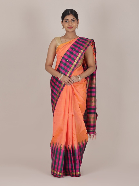 

Pothys Peach-Coloured & Pink Woven Design Zari Pure Silk Saree
