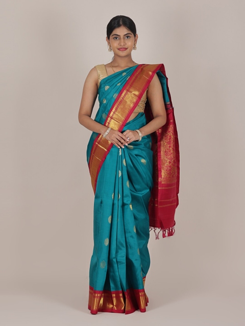 

Pothys Green & Red Woven Design Zari Pure Kanchipuram Silk Saree