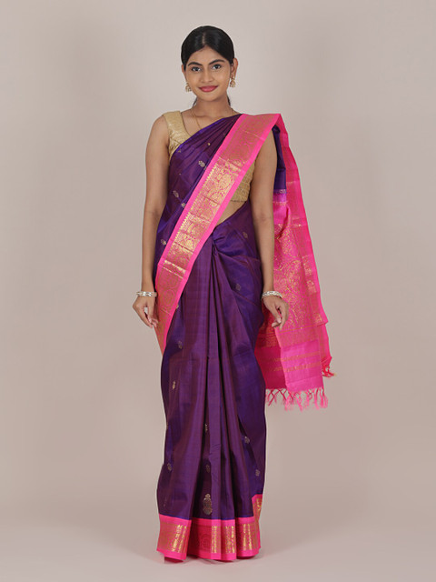

Pothys Blue & Pink Woven Design Zari Pure Silk Saree