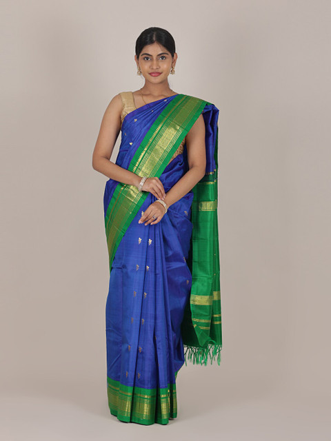 

Pothys Blue & Green Woven Design Zari Pure Silk Saree