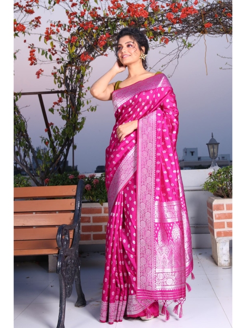 

Charukriti Magenta Woven Design Brocade Saree