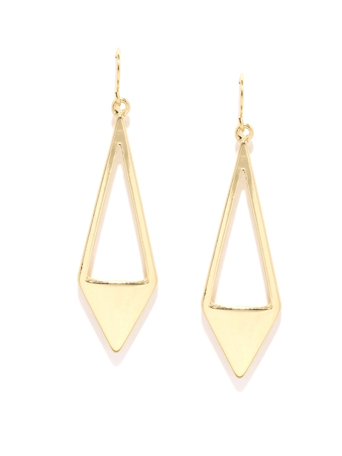 

Golden Peacock Gold-Plated Diamond-Shaped Drop Earrings