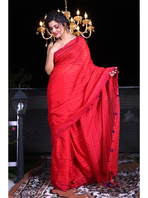 

Charukriti Red Woven Design Pure Cotton Saree