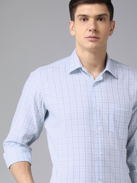 

Van Heusen Men Blue Checked Custom Fit Formal Pure Cotton Shirt