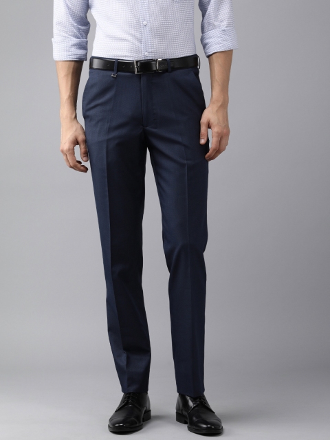 

Van Heusen Men Blue Solid Slim Fit Formal Trousers