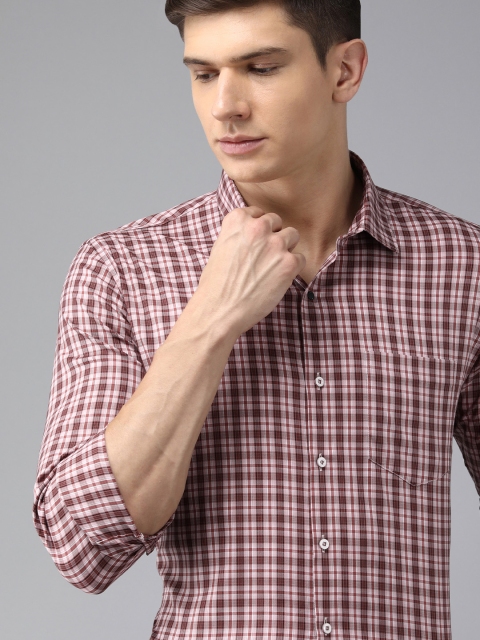

Van Heusen Men Brown & Black Slim Fit Checked Formal Shirt