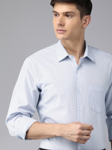 

Van Heusen Men Blue & Red Striped Custom Fit Pure Cotton Casual Shirt