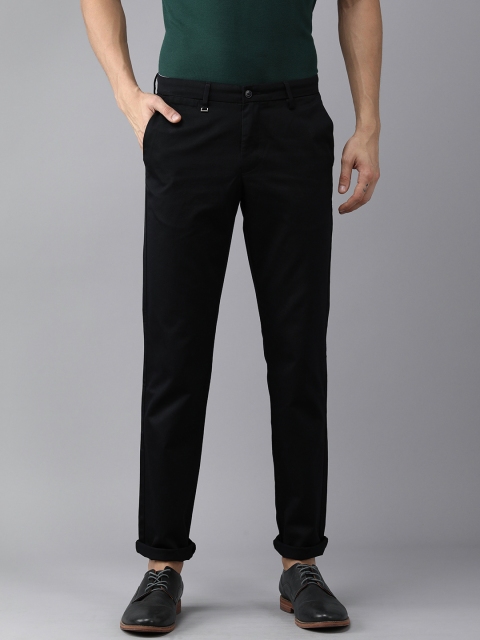 

Van Heusen Men Black TexturedPure Cotton Slim Fit Trousers