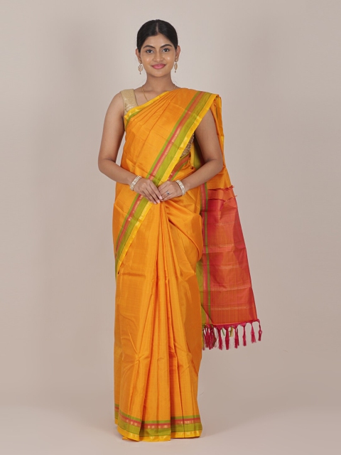 

Pothys Yellow & Green Woven Design Pure Silk Kanjeevaram Saree