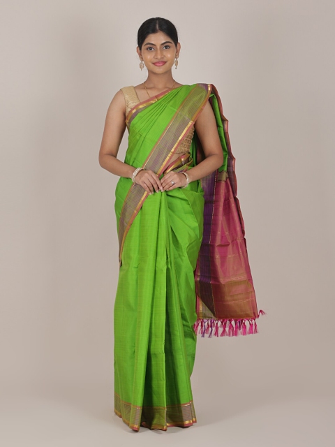 

Pothys Green & Pink Zari Pure Silk Saree