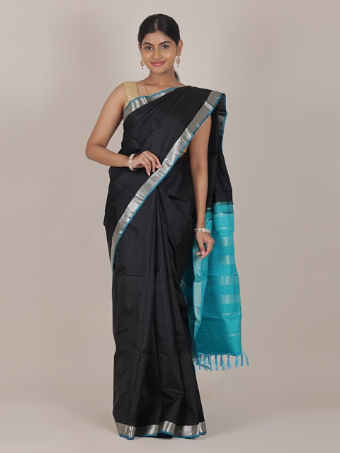 

Pothys Black & Blue Zari Pure Silk Kanjeevaram Saree