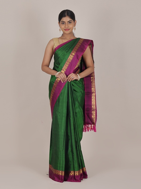 

Pothys Green & Magenta Woven Design Zari Pure Silk Kanjeevaram Saree