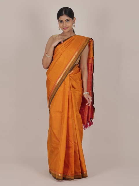 

Pothys Gold-Toned & Brown Zari Pure Silk Saree