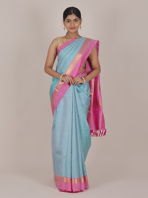 

Pothys Blue & Pink Woven Design Zari Pure Silk Saree