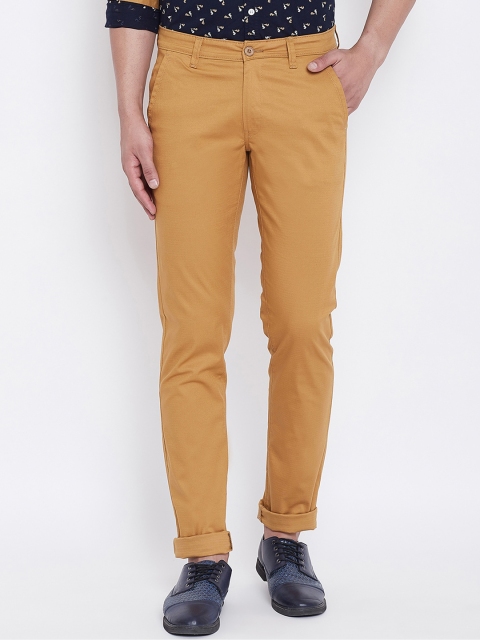 

Canary London Men Khaki Smart Slim Fit Wrinkle Free Chinos Trousers