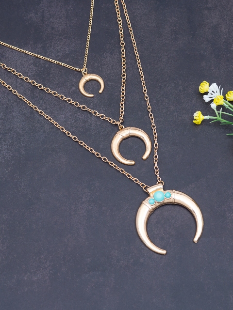 

Golden Peacock Gold-Toned Multistranded Necklace