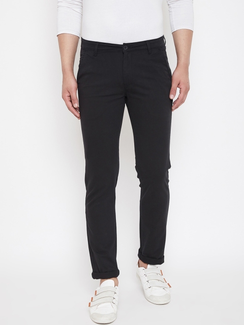 

Canary London Men Black Smart Slim Fit Wrinkle Free Cotton Trousers
