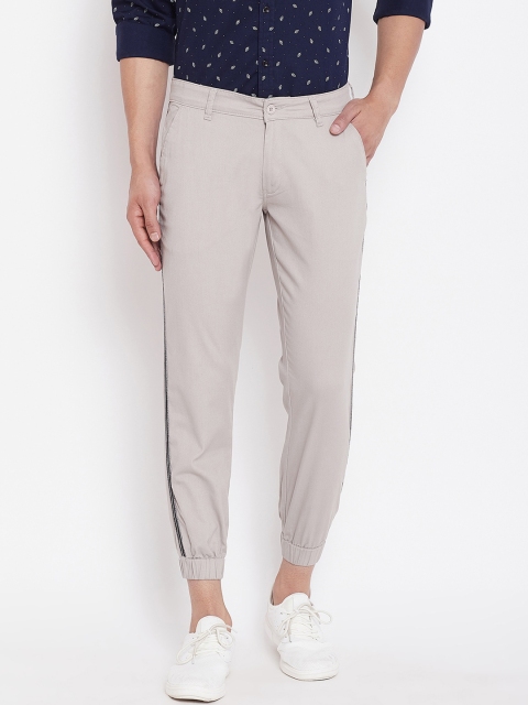 

Canary London Men Grey Smart Slim Fit Wrinkle Free Joggers Trousers