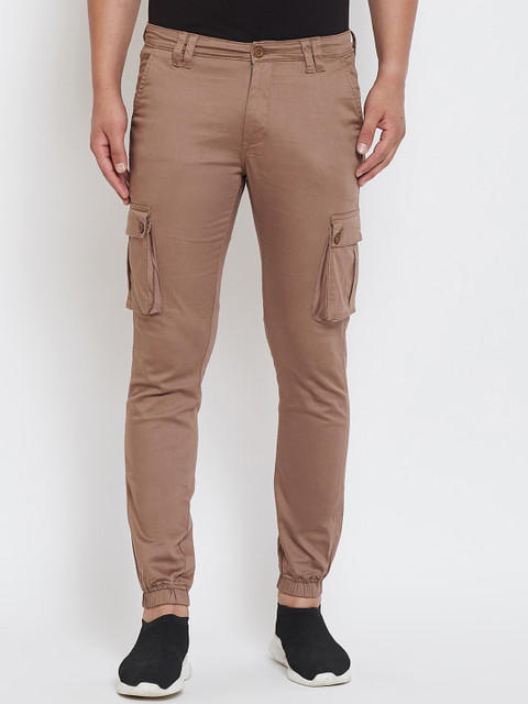 

Canary London Men Brown Smart Slim Fit Wrinkle Free Cargos Trousers